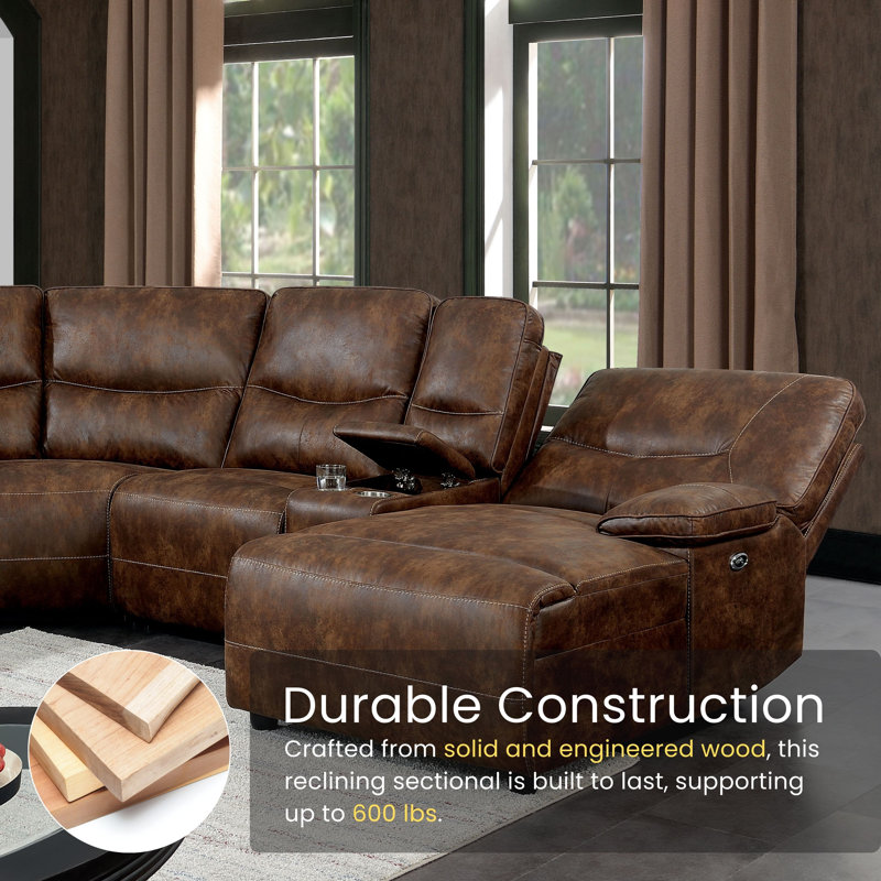 Faux leather sectional brown discount